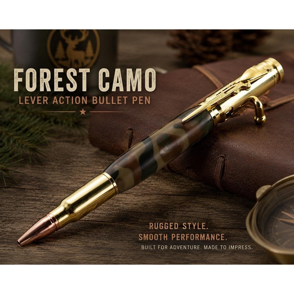 Hand Crafted 30 Cal Bullet Forest Camo lever action pen